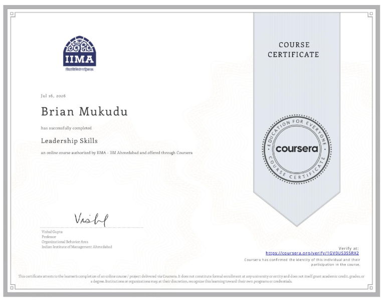 Leadership certificate